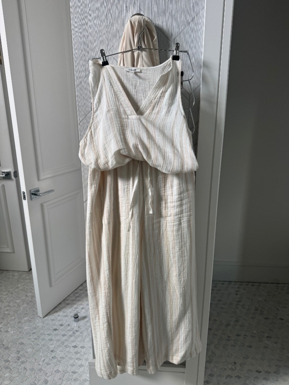 Lightweight Splendid Stripe Cotton Gauze Crop Wide Leg Pants and top